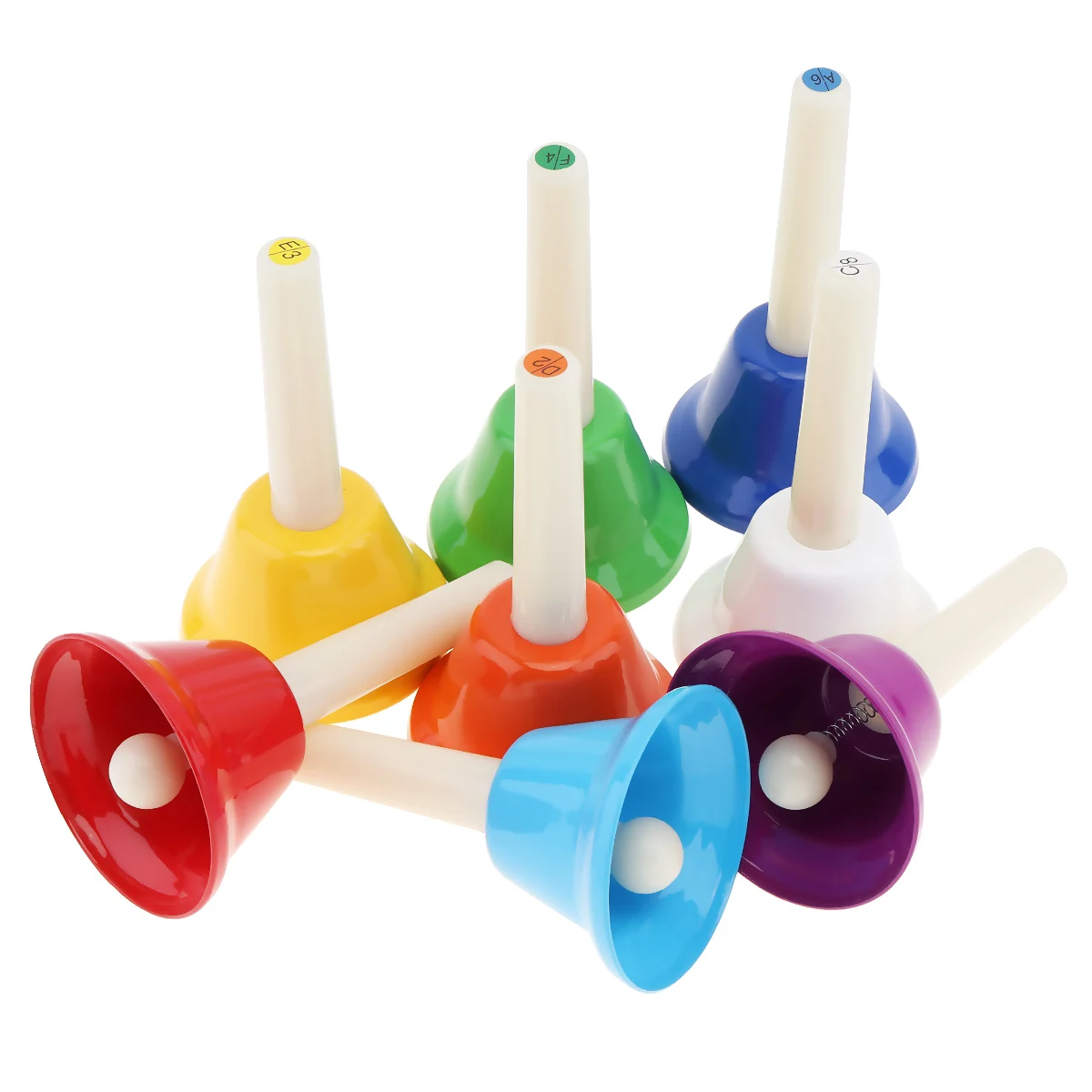 8pcs Infant Handbell 8-Note Metal Colorful Hand Bell Children Musical Toy Percussion Instrument /Baby Early Develop Intelligence