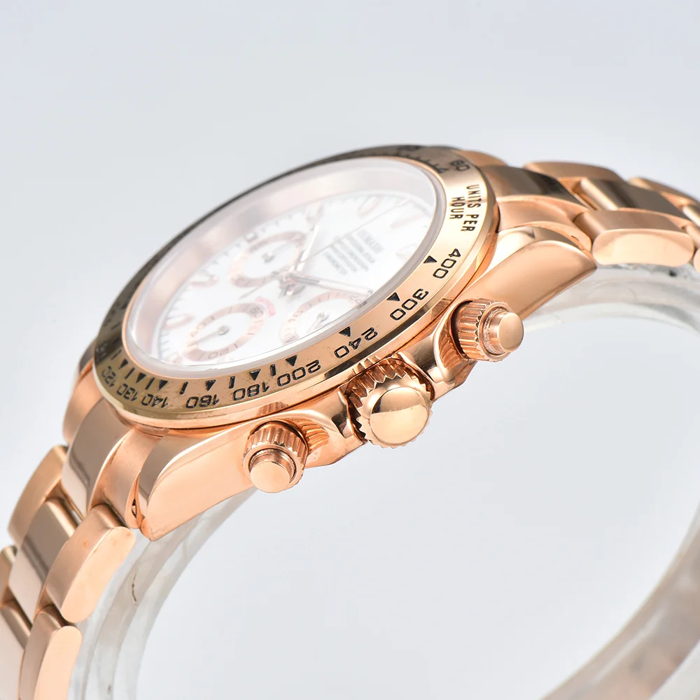 Orologi con movimento VK63 orologi da uomo di lusso orologi in oro rosa orologi impermeabili in vetro zaffiro orologi di fascia alta da 39 mm