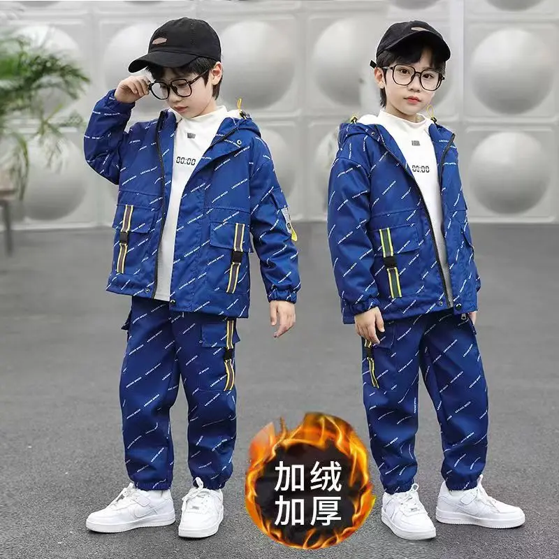 2023 Winter Girls Boys Clothing Sets 2-10 Years Children Warm Thick Jackets Pants Suit Boy Coats Trousers Kids Tracksuit Outfit