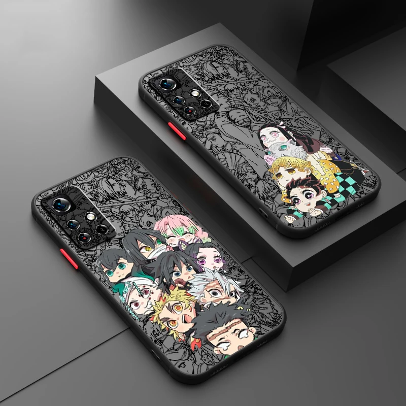 

D-Demons S-Slayer Cartoon Cute Frosted Translucent For Redmi Note 13R 13 12 12S 12T 11 11T 11E 10 Pro Plus 5G Funda Phone Case
