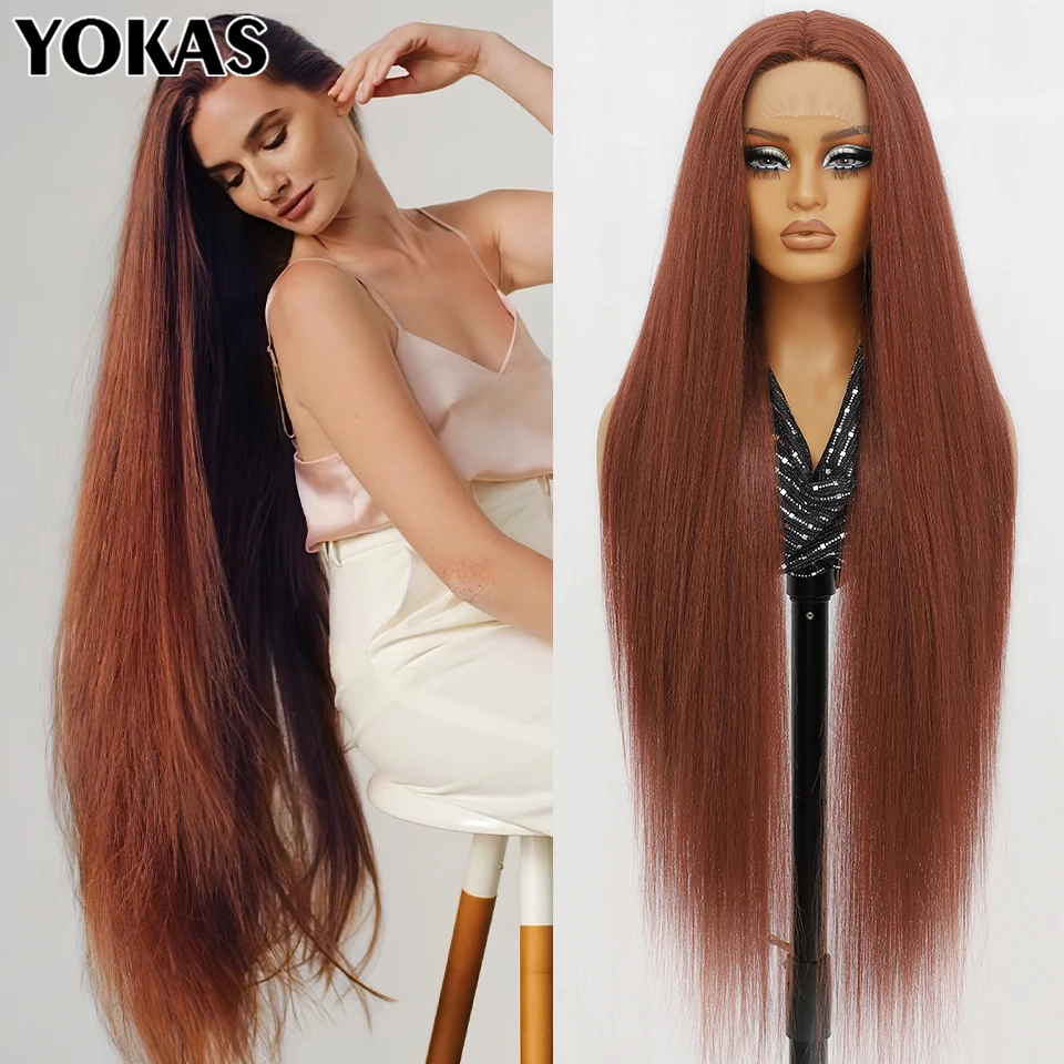 

40 Inch Synthetic Straight Lace Front Wigs For Afro Women Curly Afro Lace Front Wigs for Black Women High Temperature Fiber Wigs