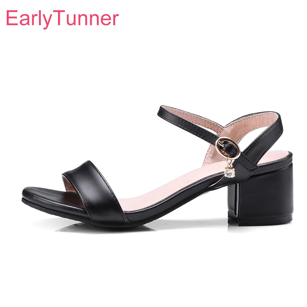 Brand New Summer Fashion White Black Women Casual Sandals Square Heels Lady Slingback Shoes PS11 Plus Big Small Size 10 31 45 47