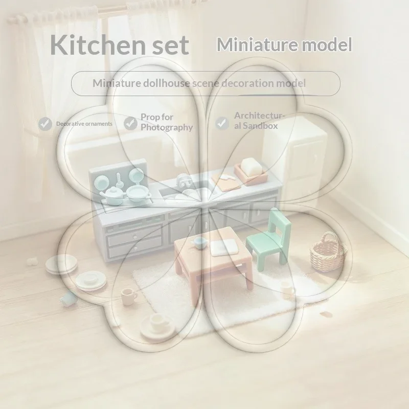 Odor-Free Dollhouse Furniture Ornament Mini Kitchen Living Room Scene Model for Kids DIY Dollhouse Making