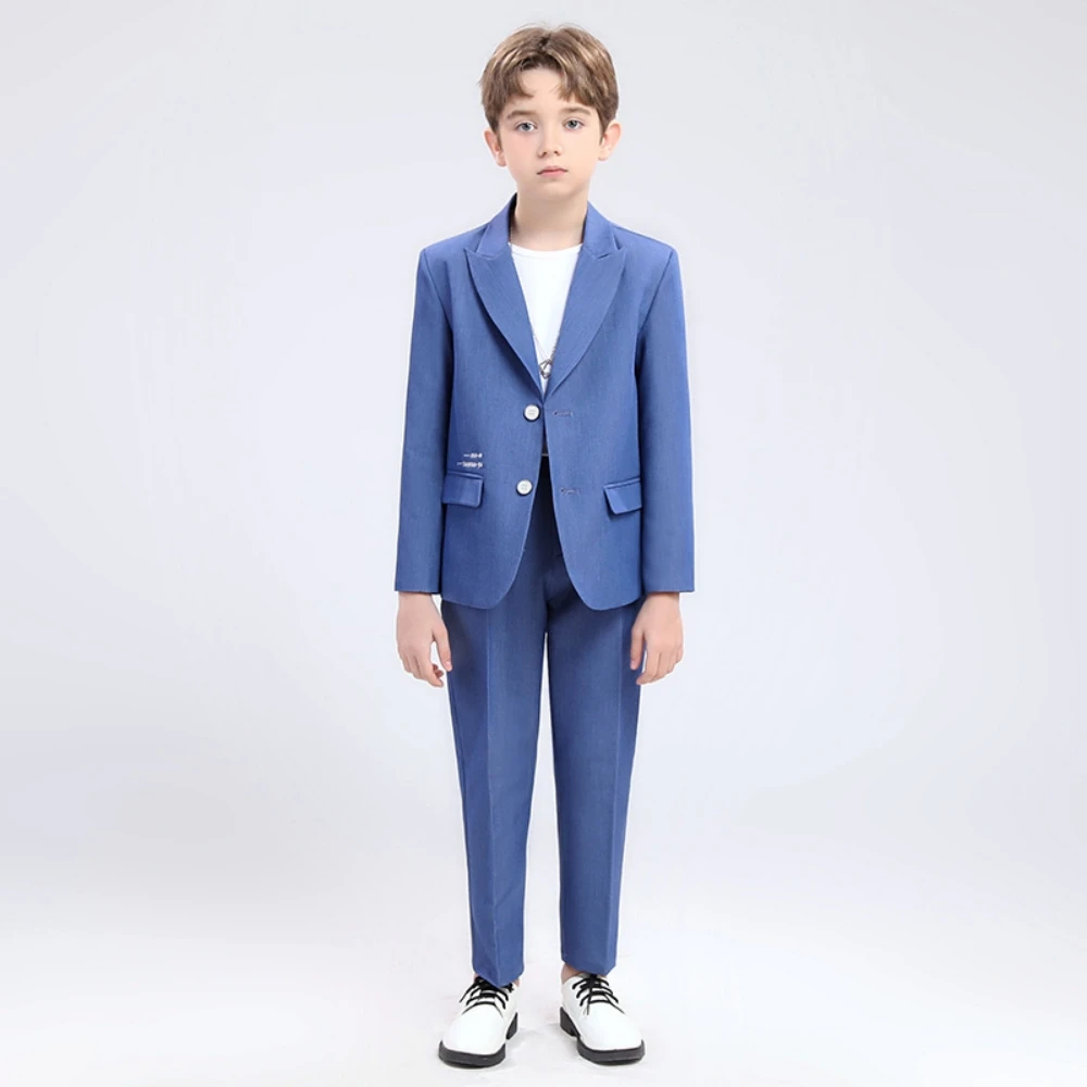 Txjojn New Hot Sale Casual Boys Suits 3 Pieces Jacket Pants Necklace For Performance Activities Daily Comfortable Kids Suit Set