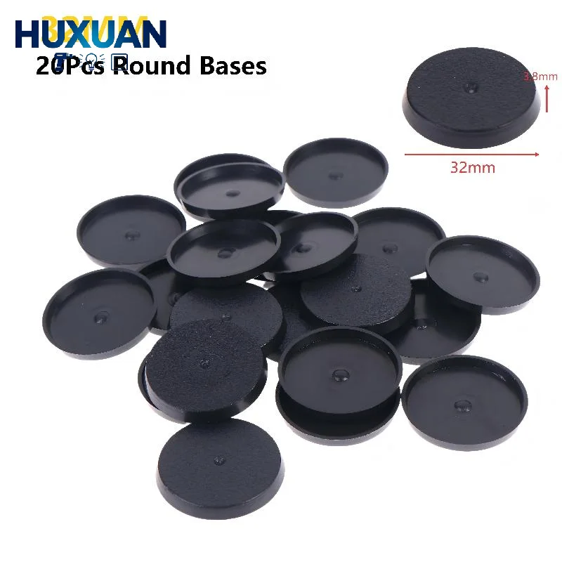 20Pcs 25/32/40mm Black Round Wargame Miniature Base Flat Stable Figure Holder Tabletop Game Model DIY Painting Accessory
