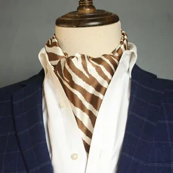 Men's Striped Autumn and Winter Thin Simulated Silk Men's Double Layer Long Silk Scarf Shirt Scarf Printed Small Plaid Scarf