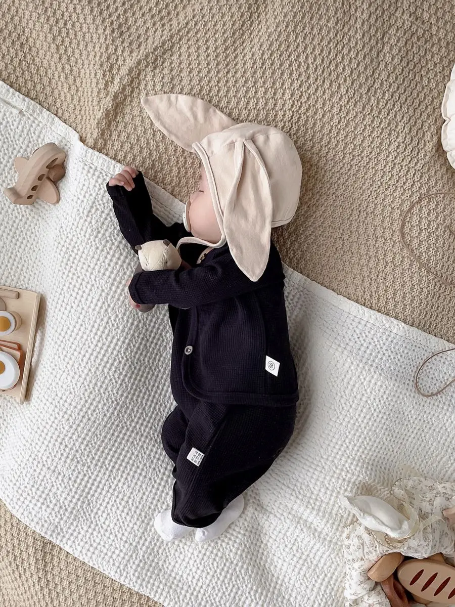 Autumn Baby Suit Suspender Jumpsuit + Long-sleeved Sweater Jacket 2-piece Set Baby Girl Clothing Outer Wear Casual Simple