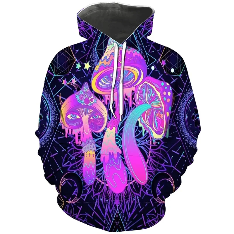 

Colorful Magic Mushroom Hoodie For Men Women 3D Printed Abstract Pattern Pullovers Sweatshirt Casual Long Sleeve Hoodie Tops