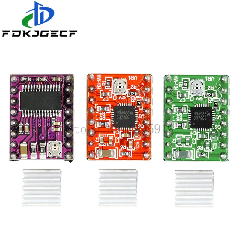 

5 шт., детали для 3D-принтера Stepstick A4988 DRV8825, модуль драйвера шагового двигателя с радиатором Reprap Ramps 1,4/1,5/1.6, плата управления