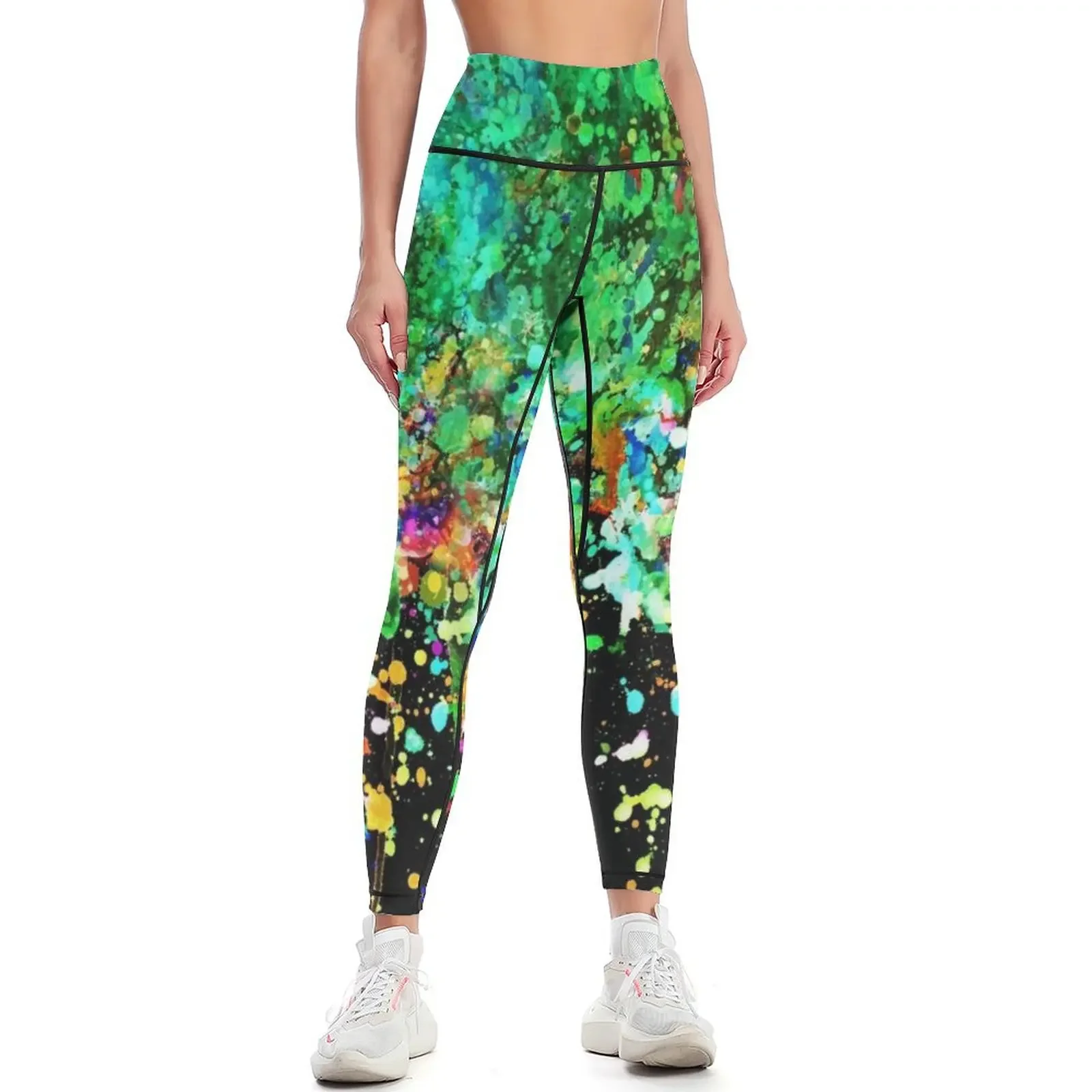 Grunge Rainbow Paint Drip Leggings Clothing fitness Jogger pants workout shorts gym wear Womens Leggings
