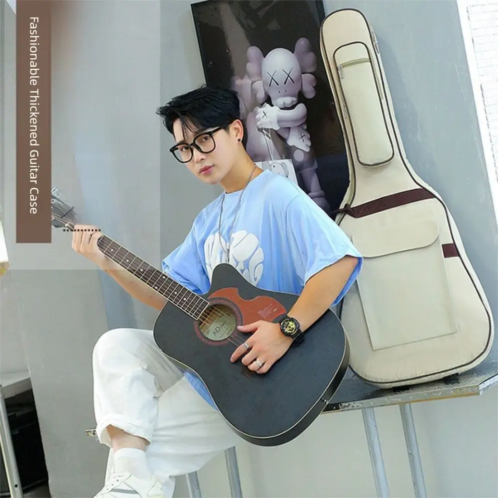 Double Shoulder Strap 41 Inch Guitar Bag 10 MM Thick Sponge Waterproof Portable Guitar Backpack with Side Handle Adjustable