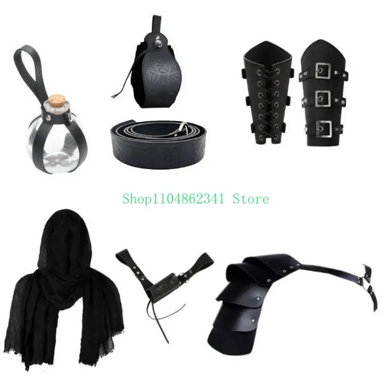 Cinturão couro medieval 5asd com Bolsa cintura cordão pulso espadas couro para homens Cosplay