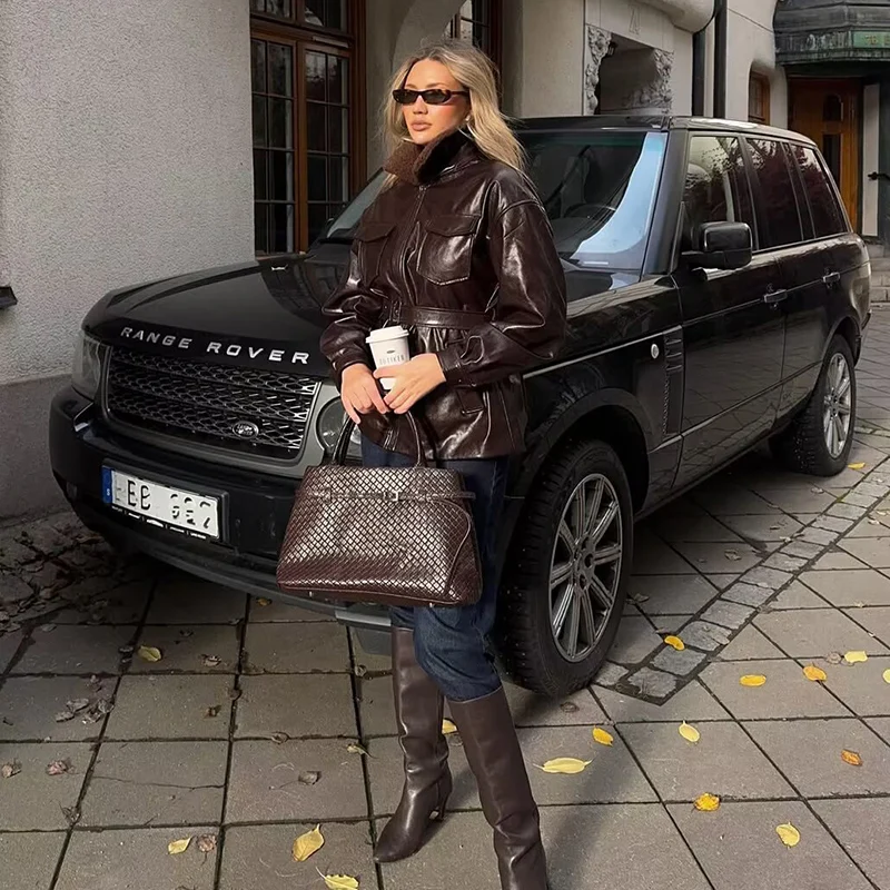 

Кожаные теплые элегантные куртки, женские молодежные уличные пальто для путешествий, женские зимние новые куртки 2025 года, модные пальто в стиле ретро