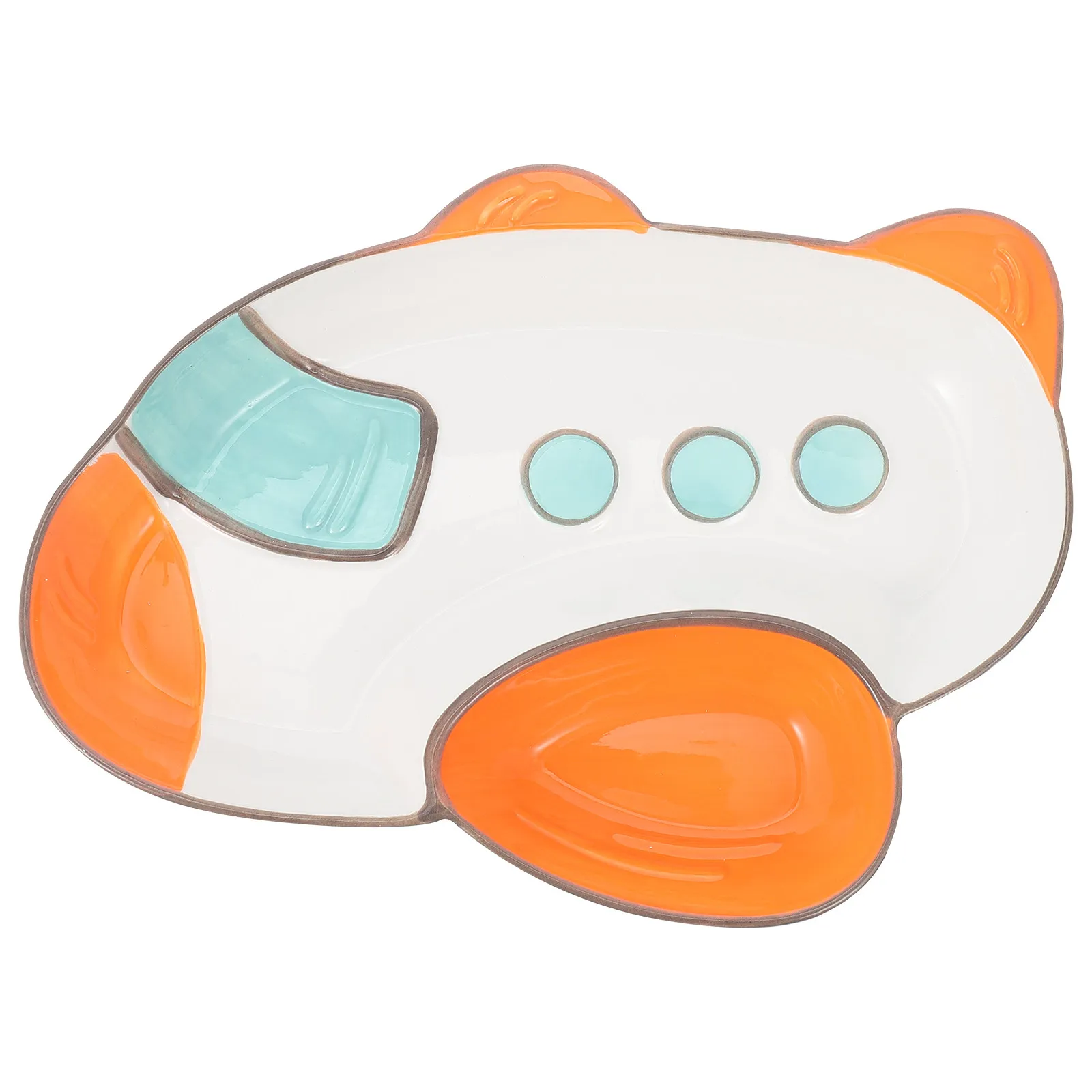 1Pcs Children Airplane Shape Ceramic Food Plate Baby Dinner Snack Dish Kids Meal Serving Plate Cartoon Design Ceramic Food Dish