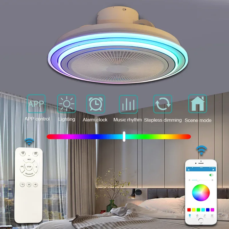 Imagem -03 - Ventilador de Teto com Luz Led Controle Remoto Smart Bluetooth Speaker Lâmpada do Teto Candelabro Rgb Starlight Home Room Decor 50cm