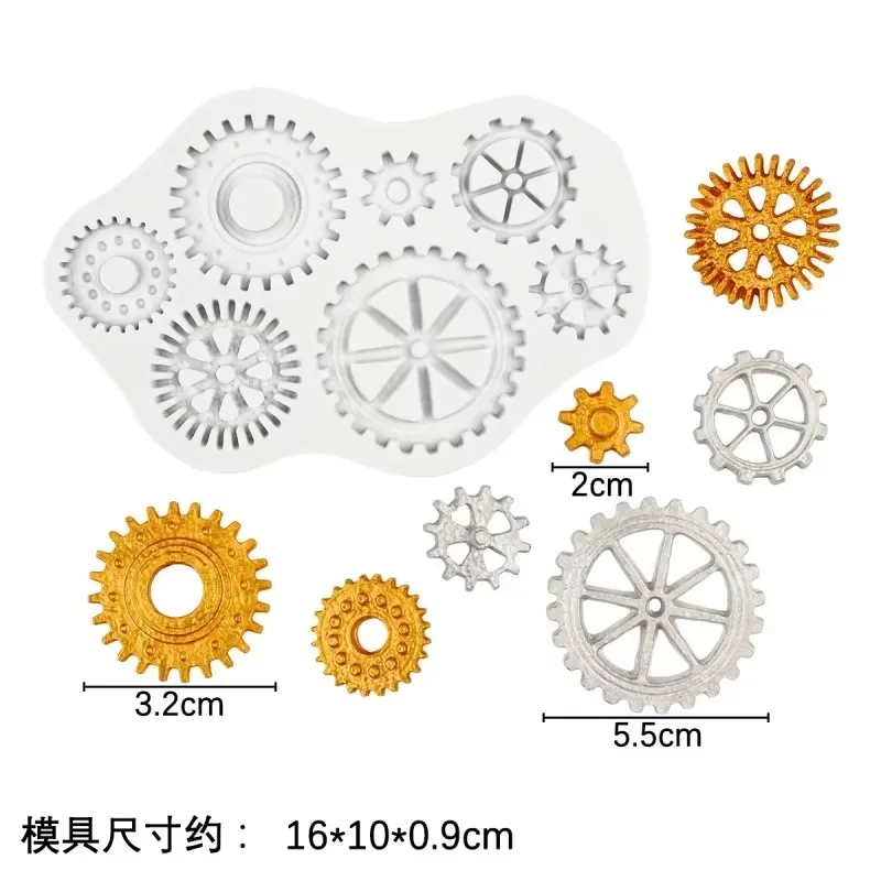 DIY Gears Teeth Compass clock Mould 3D Steampunk Fondant Silicone Mold Cake Decoration Chocolate Candy Cupcake Topper Sugarcraft
