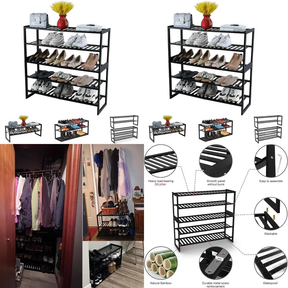 

5-Tier Bamboo Shoe Organizer: Large Storage for 20-25 Pairs, Ideal for Closet, Entryway, Bedroom, Garage