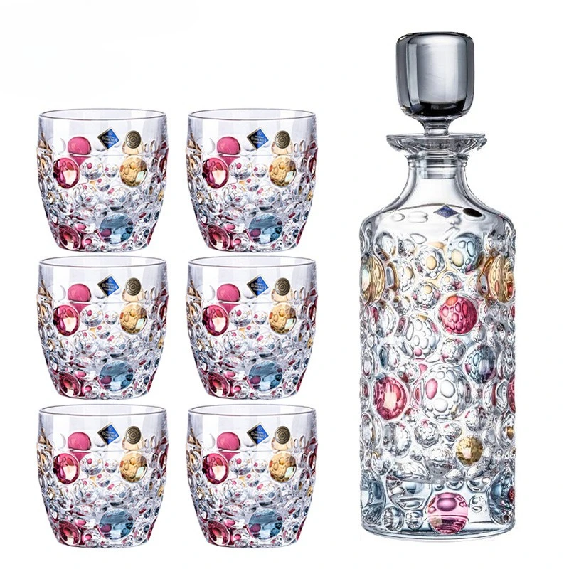 

Crystal glass whiskey cup, foreign wine glass bottle