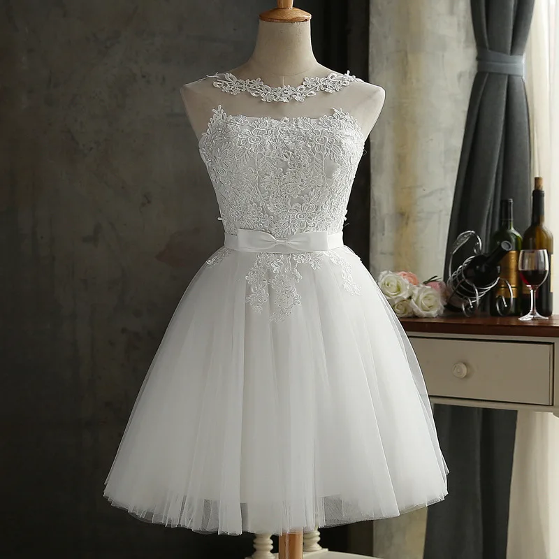 embroidered lace applique short homecoming dress Light Green Tulle Lace Applique Short Prom Dress, Cute Homecoming Dress US 14 / Light Green main image 0