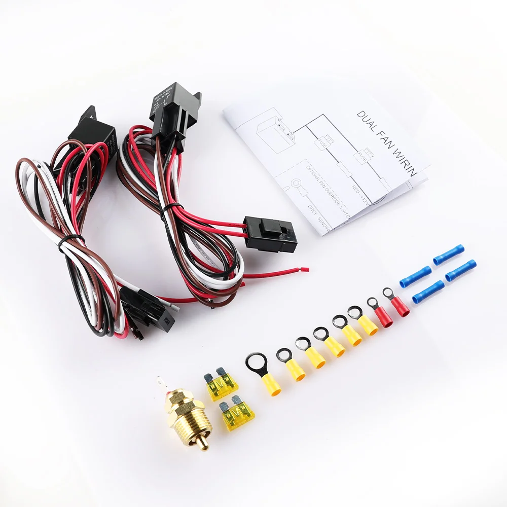 Radiator Fan Temperature Sensor Switch 185 On 175 Off Electric Cooling Fan Thermostat Kit 4 Pin 40 AMP Waterproof Relay Kit