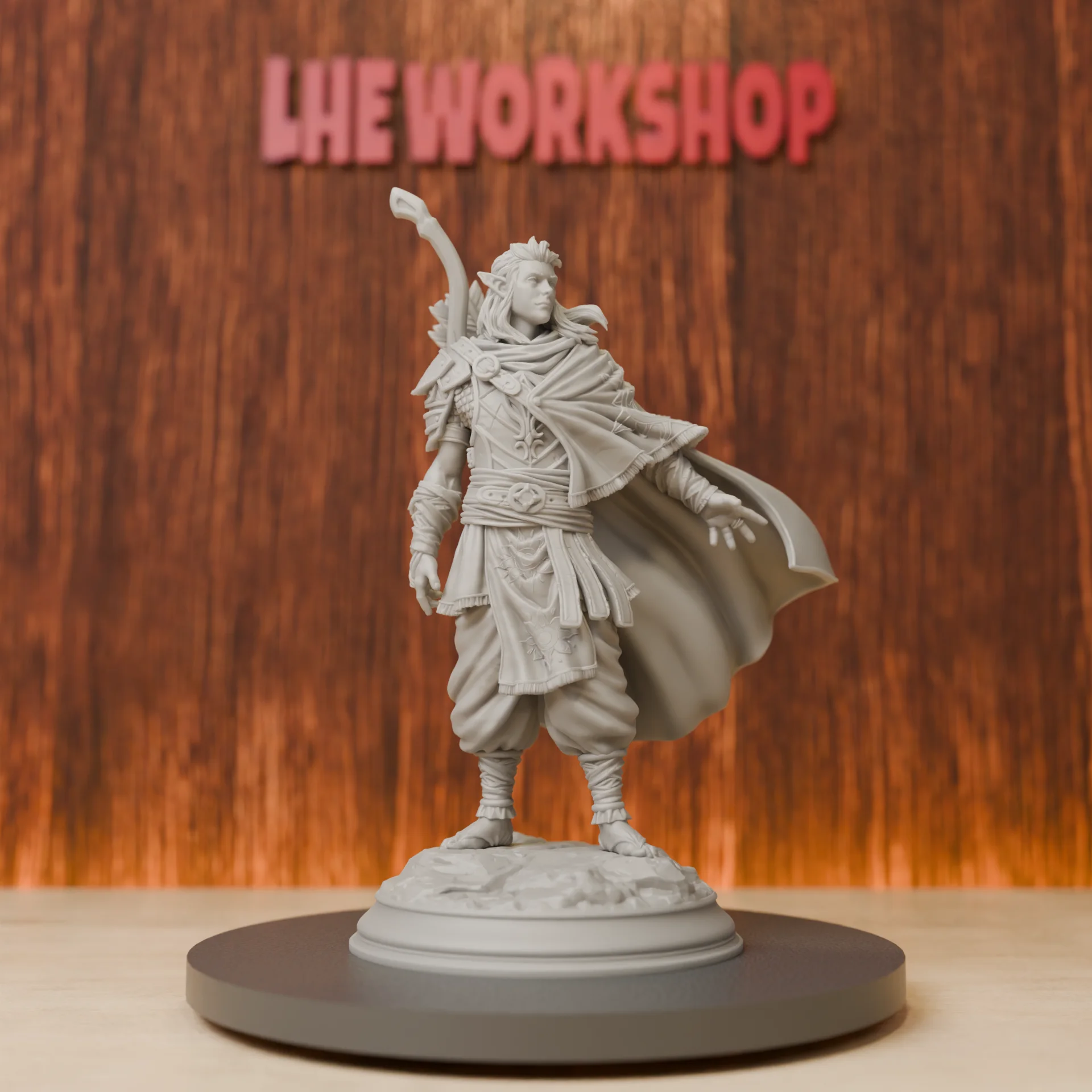 Sun Elf Ranger Tracker Miniatures | 28mm-75mm | Resin 3D Printed DND Pathfinder Mini | Unpainted Grey