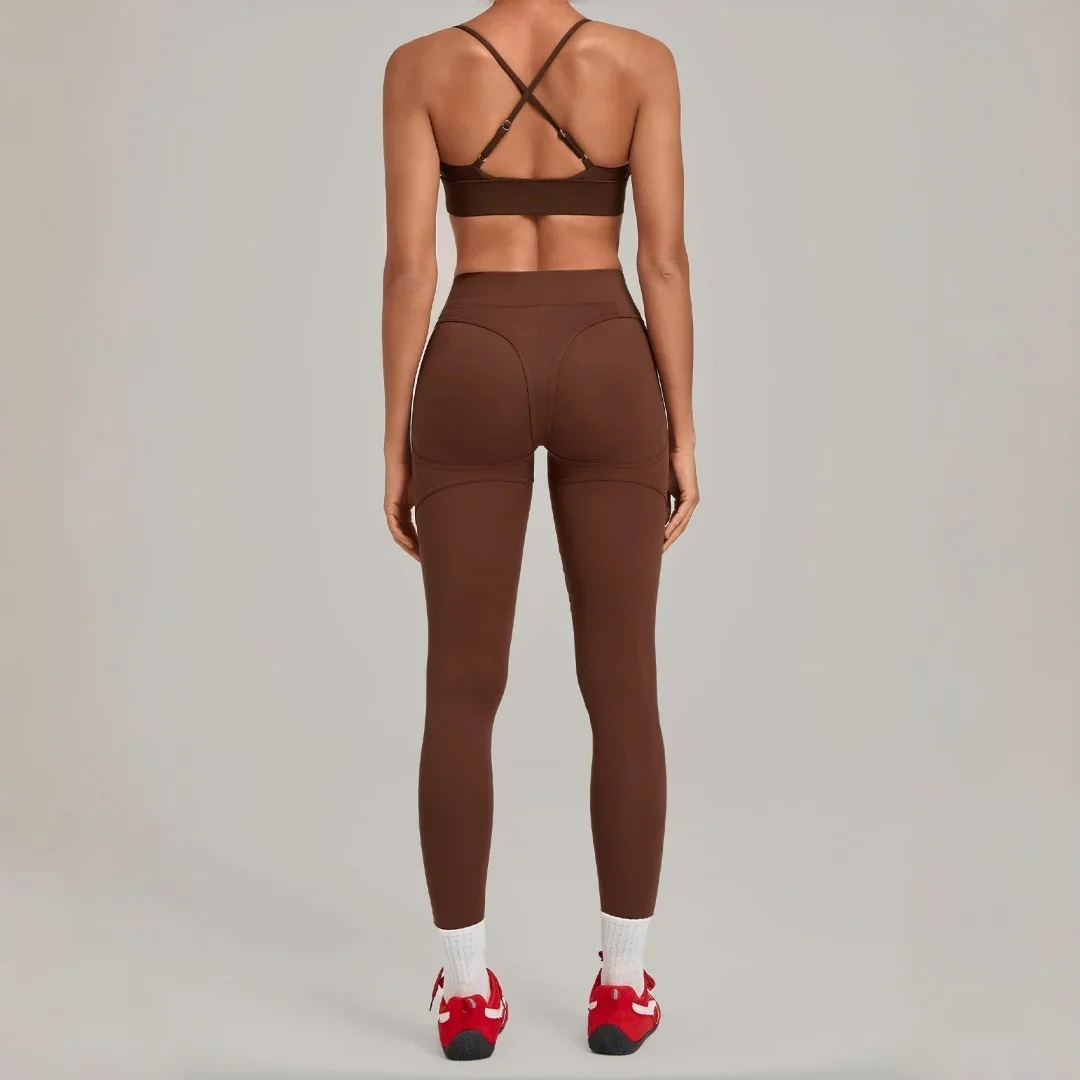 Women's Yoga Set Sports Fitness Peach Hip Splicing Tight Quick Dry Backless Suspender Bra Pants Running Workout Gym Yoga Suit