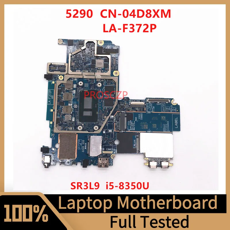 

CN-04D8XM 04D8XM 4D8XM Mainboard For DELL 5290 Laptop Motherboard LA-F372P With SR3L9 I5-8350U CPU 100% Full Tested Working Well