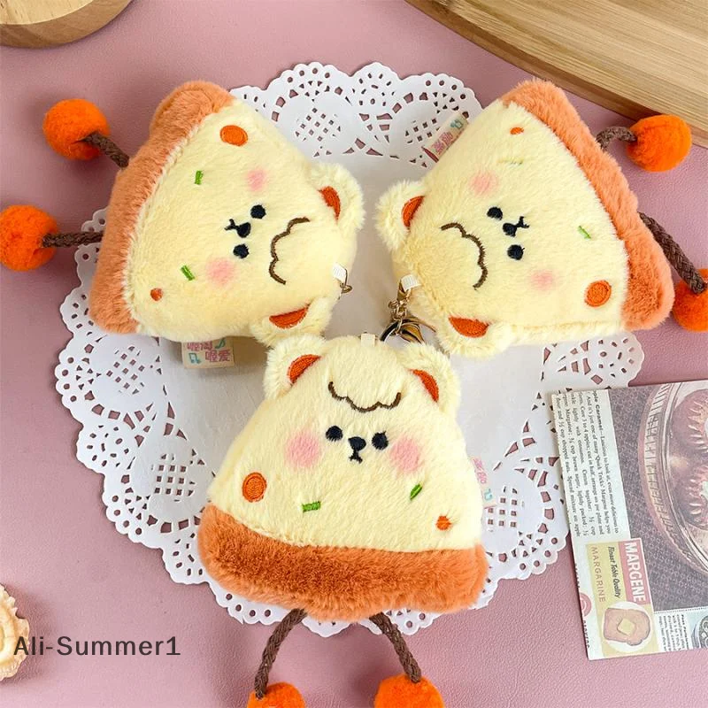 พวงกุญแจตุ๊กตาพิซซ่าชีสสุดน่ารัก รูปทรงสามเหลี่ยม การ์ตูนน่ารัก ตุ๊กตาผ้าเนื้อนุ่ม ของตกแต่งกระเป๋าเป้ ของขวัญสำหรับเด็ก