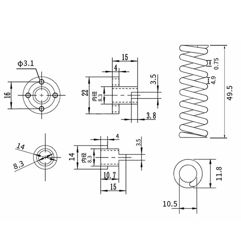 T8 Anti-Spiel-Leitspindel Messing/POM Federmutter Eliminierung Spaltleitung 2 mm/4 mm/8 mm für CNC 3D-Druckerteile Ender 3 CR10/Tornado – Detail 8