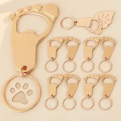 

10Pcs Baby Footprint Keychain Bright Design Bottle Opener for Baby Shower Favors Guest Gifts Party Souvenirs