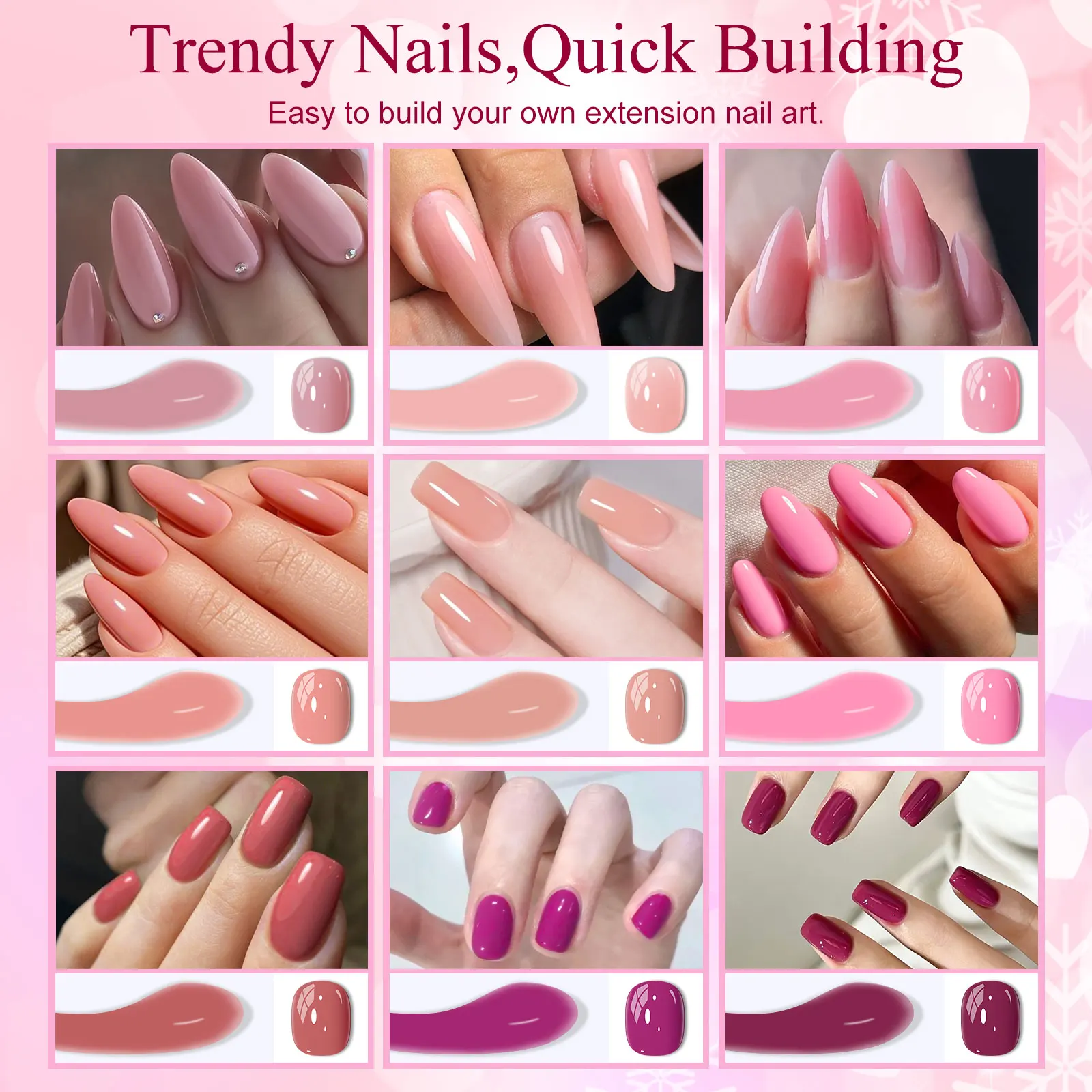 15 قطعة تمديد سريع هلام مسمار مجموعة طلاء الأظافر 20 مللي عارية الوردي UV بناء مسمار الفن ورنيش قاعدة معطف فوقي أدوات مانيكير مستلزمات الأظافر