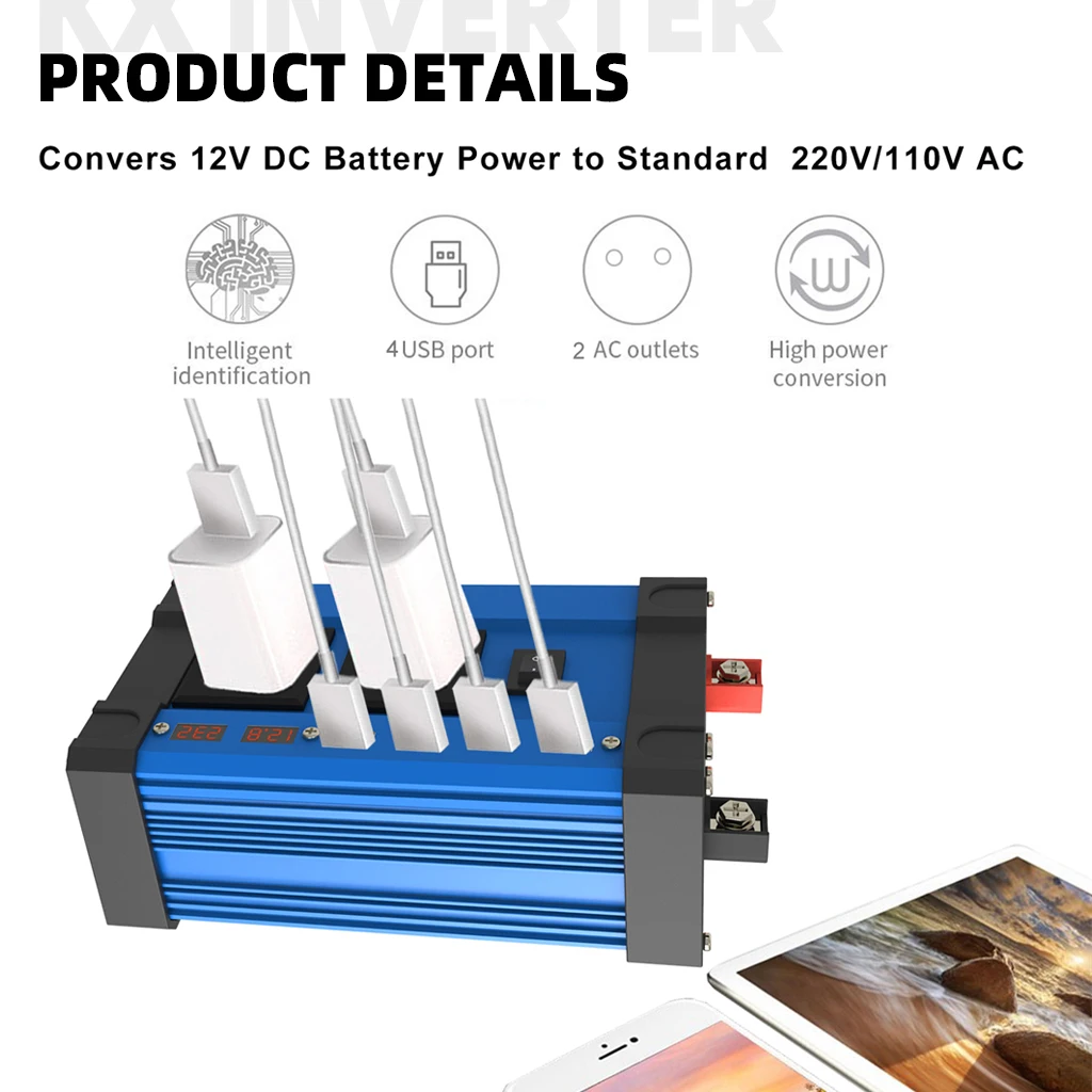 Système solaire BLOSmart avec onduleur, contrôleur, charge, décharge, camping, maison, voiture, panneau solaire, 6000W, 30A, 18W, 12V à 220V, 110V