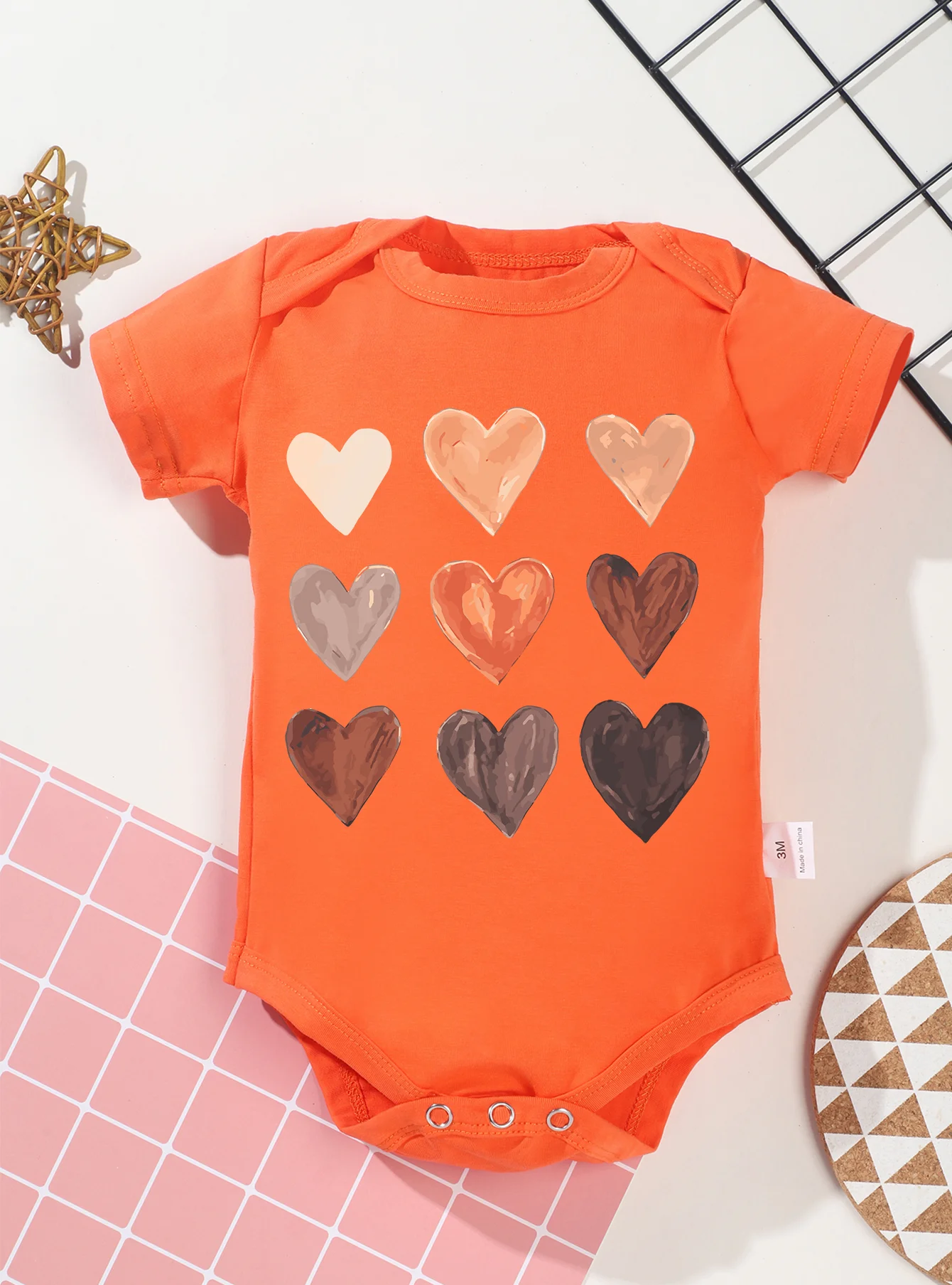 Romper Short Sleeve Toddler Heart Pattern Cute Baby Girl Boy Newborn 0-24M Infant Fashion Jumpsuit New Style Bodysuit Onesie