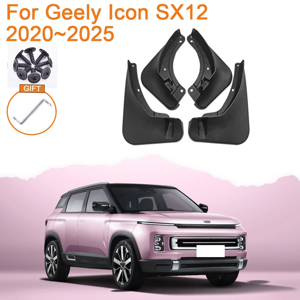 

For Geely Icon SX12 2020~2025 Car Accessories Mud Flaps Lining Mudguards Fender Splash-proof Splash Guards Flap Auto Parts Tools