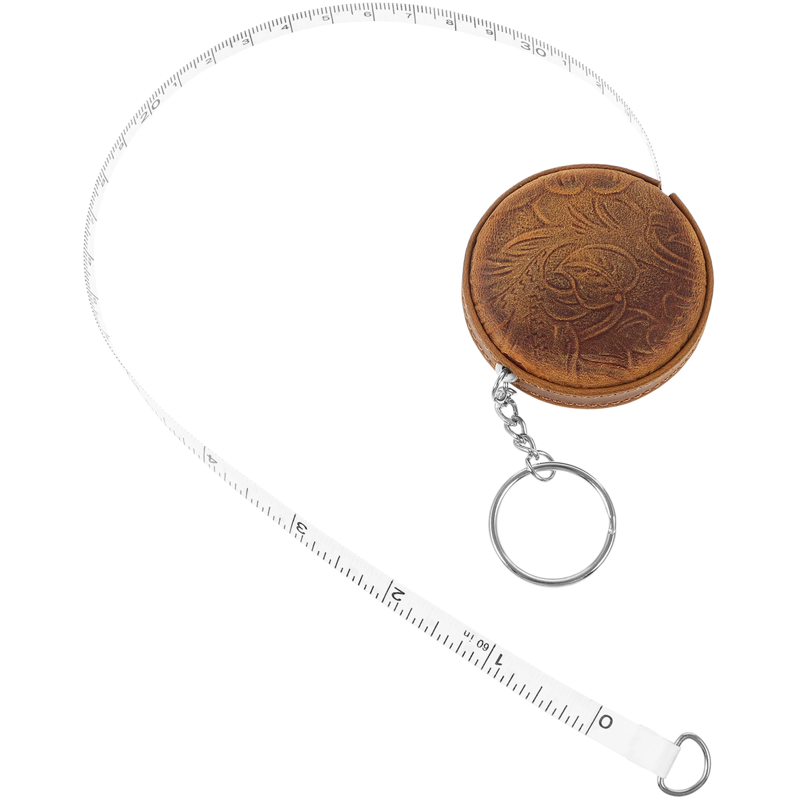 

Mini 1.5m Cowhide Tape Measure Keychain Round Portable Retractable Measuring Tool Lightweight Body Measurement Accessories