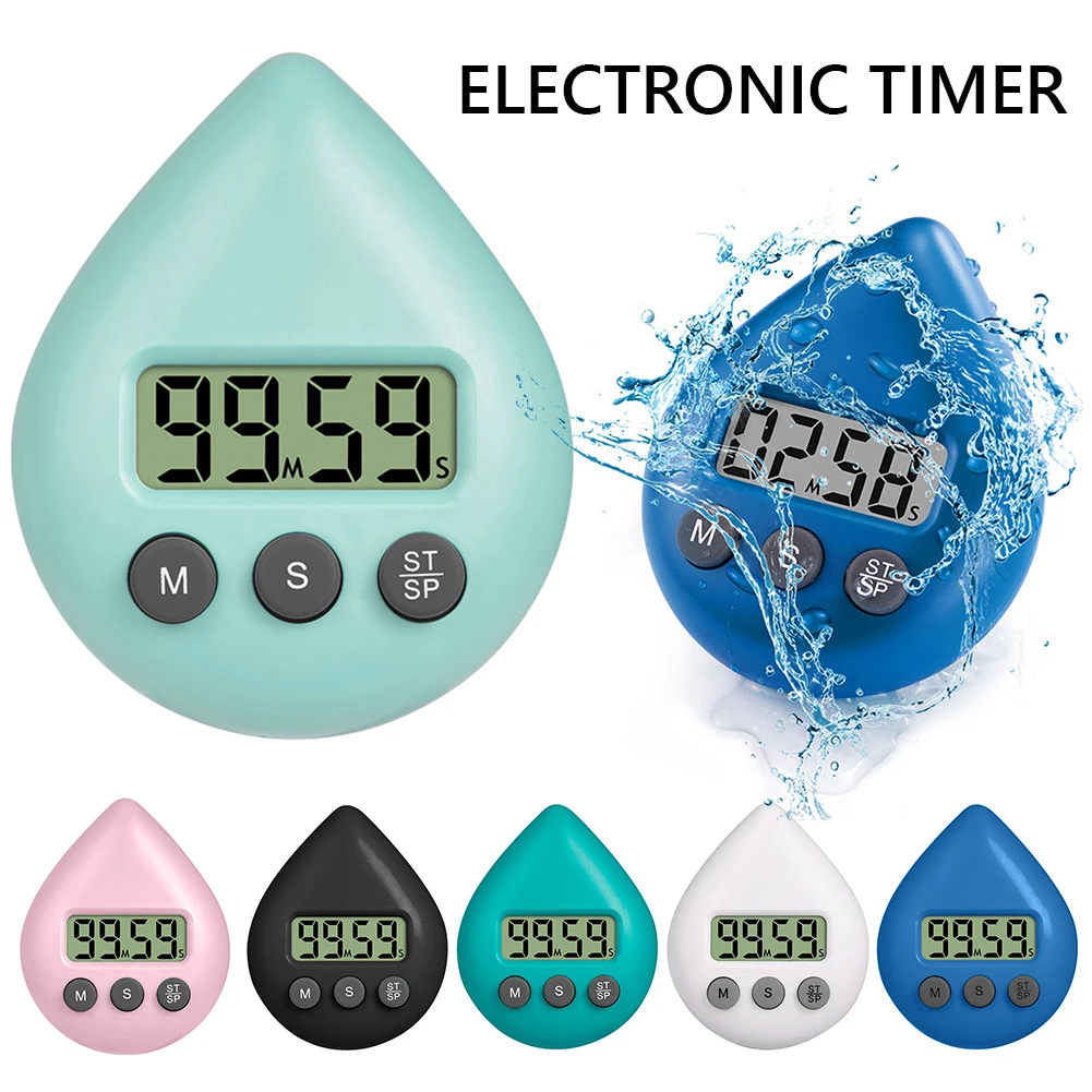 Digital Timer Waterproof Shower Timer Bathroom Timer Magnetic Backing Toilet Timer Countdown Timer for Kitchen Bathroom