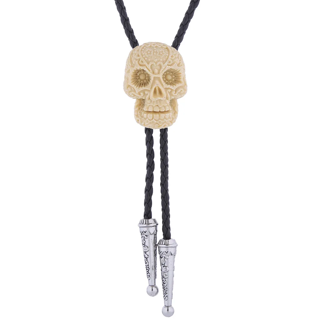 Gothic fashion skeleton ghost head collana Poirot tie Western Denim bolo tie collar rope