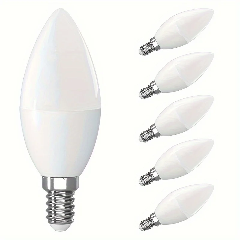 

6Pcs Chandelier Bulbs, C37 5W 40W Equivalent Energy Saver Candle Lamp,Lights LED Candelabra Lamp,No Flickering Screw Light Bulbs