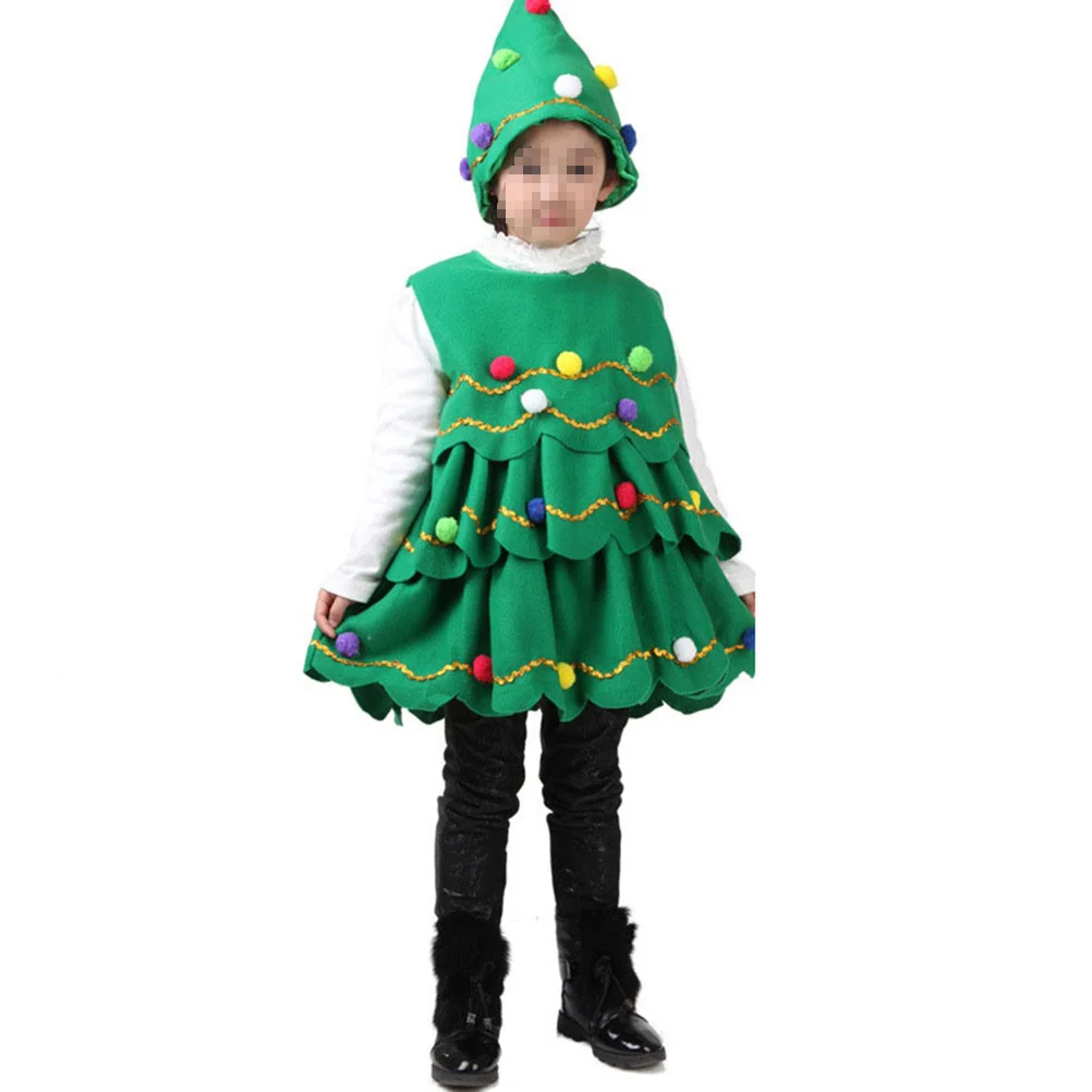 Weihnachts-Performance-Kleid für Kinder, Cartoon-Bühnenkostüm, bequemer, dehnbarer Stoff, Party, Urlaub, Geschenk für Mädchen und Jungen, Rolle