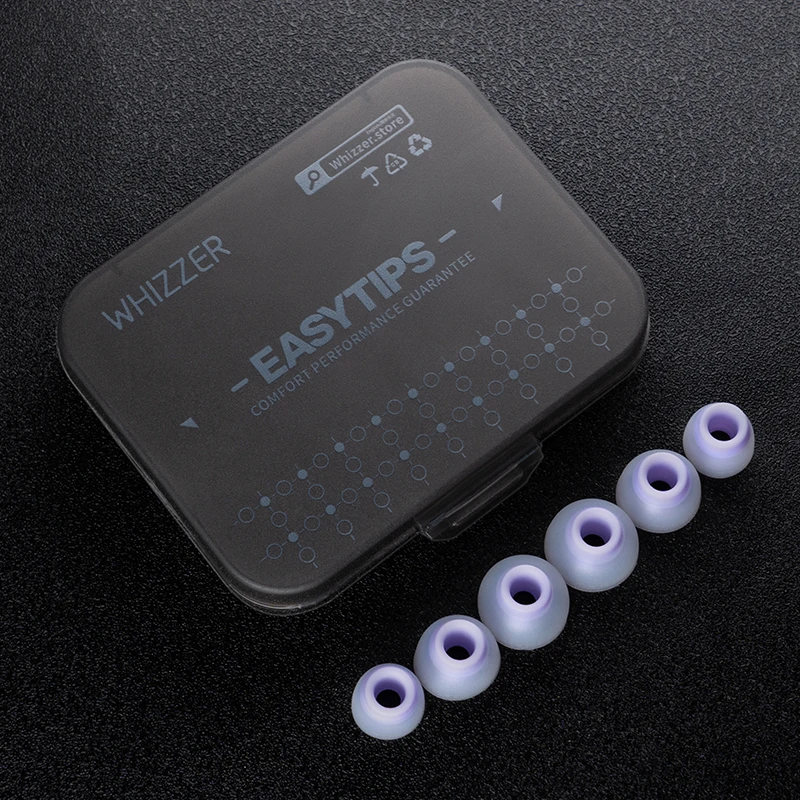 Whizzer EASYTIPS ET100 Ống Thẳng Trong-Tai Silicone Không Thấm Nước Eartips S M L Kích Thước 3 Cặp Trong 1 Hộp