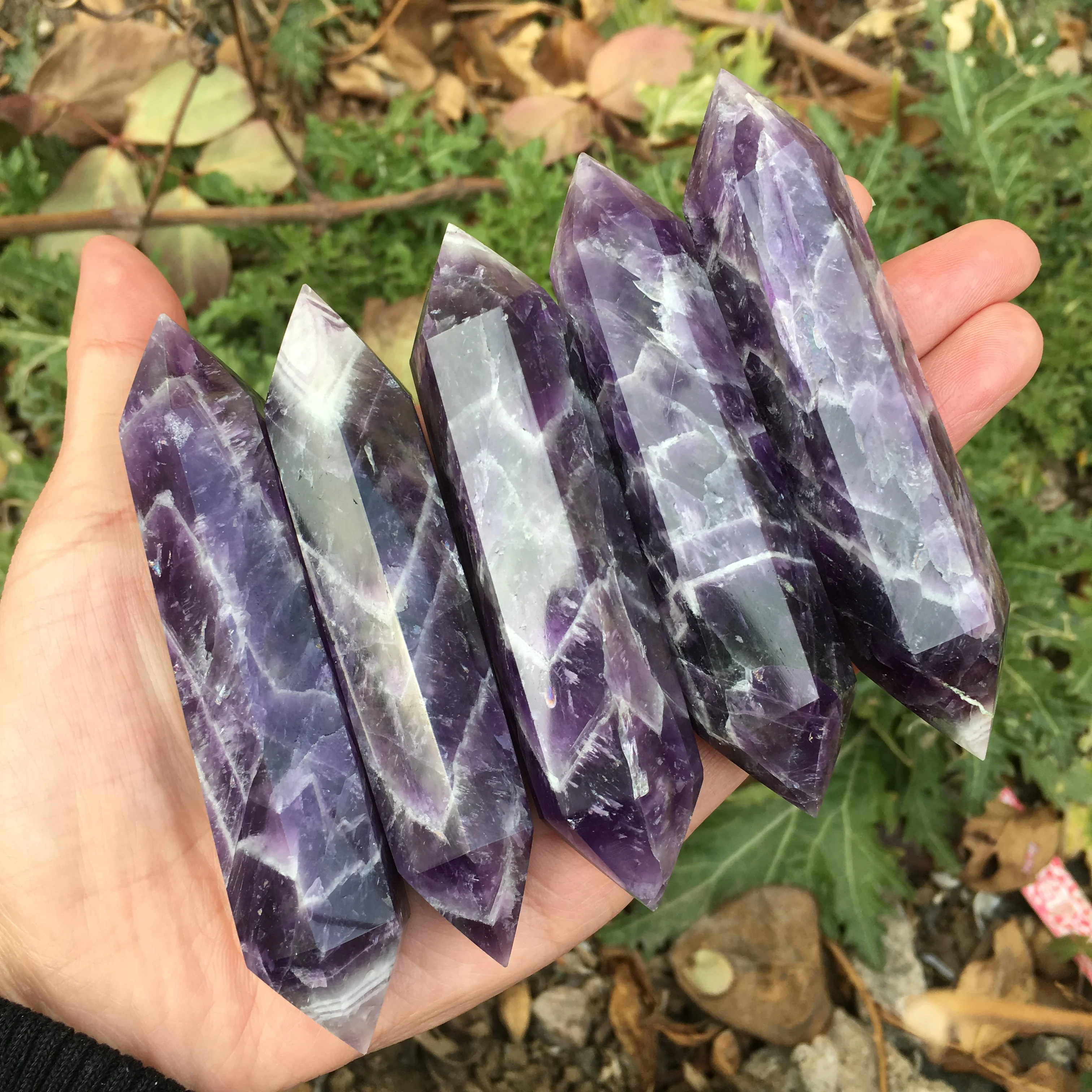 Beautiful natural dream amethyst double point crystal tower natural crystal wand