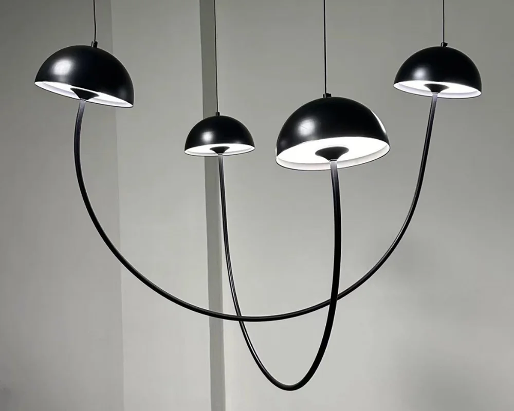 Modern Curved Mushroom Pendant Light Nordic Minimalist Designer Lamps Restaurant Living Room Coffee Shop Decorative Chandelier