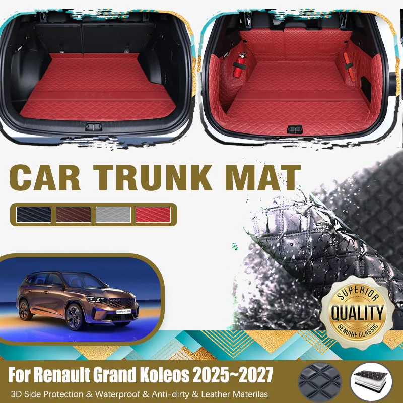 

Car Rear Trunk Mats For Renault Grand Koleos AR1 2025 2026 2027 Leather Liner Boot Back Cargo Cover Storage Pad Auto Accessories