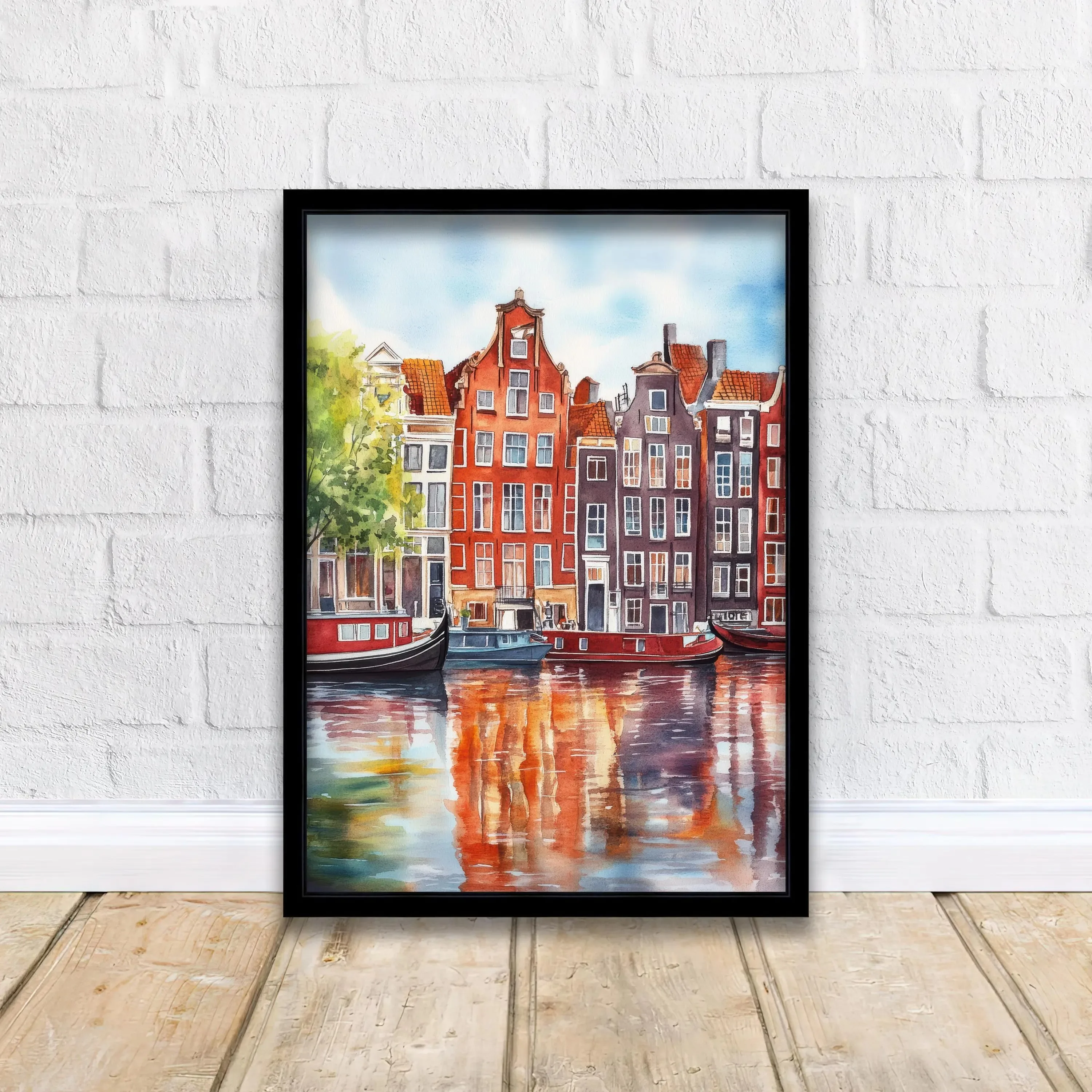 Amsterdam watercolor wall art Amsterdam print canal art watercolor art Netherlands architecture travel art nature lover gift