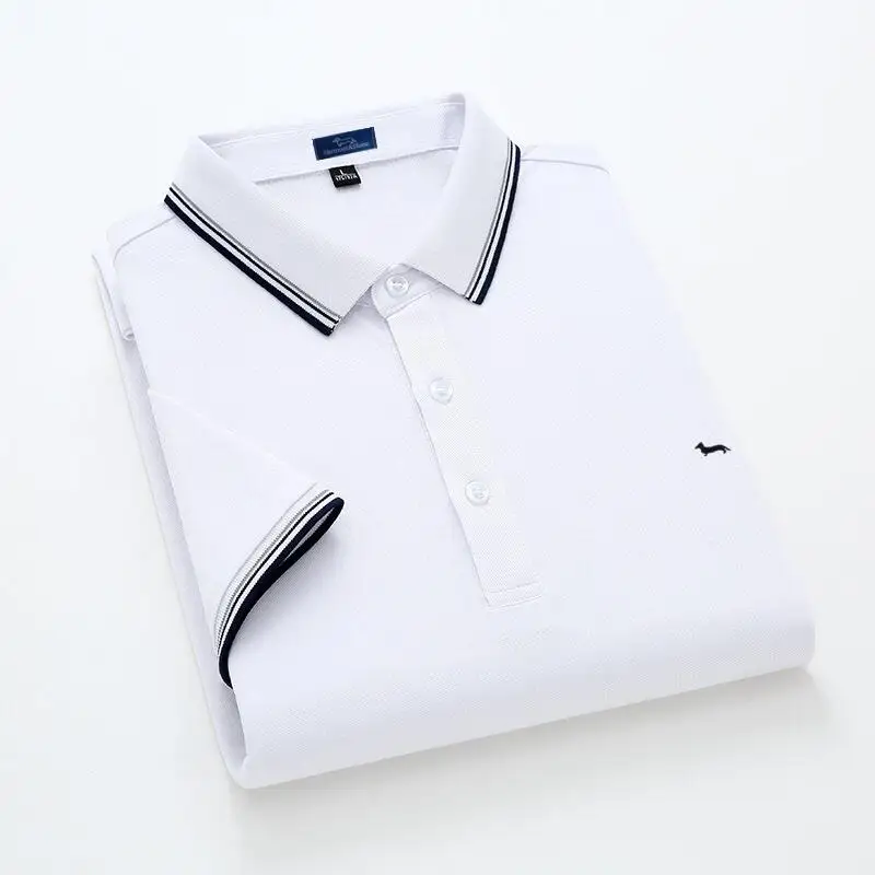 

New Men Summer Polos Shirts Cotton Short Sleeve Slim Fit Business Casual Embroidery Harmont Breathable Soft Shirt Blaine