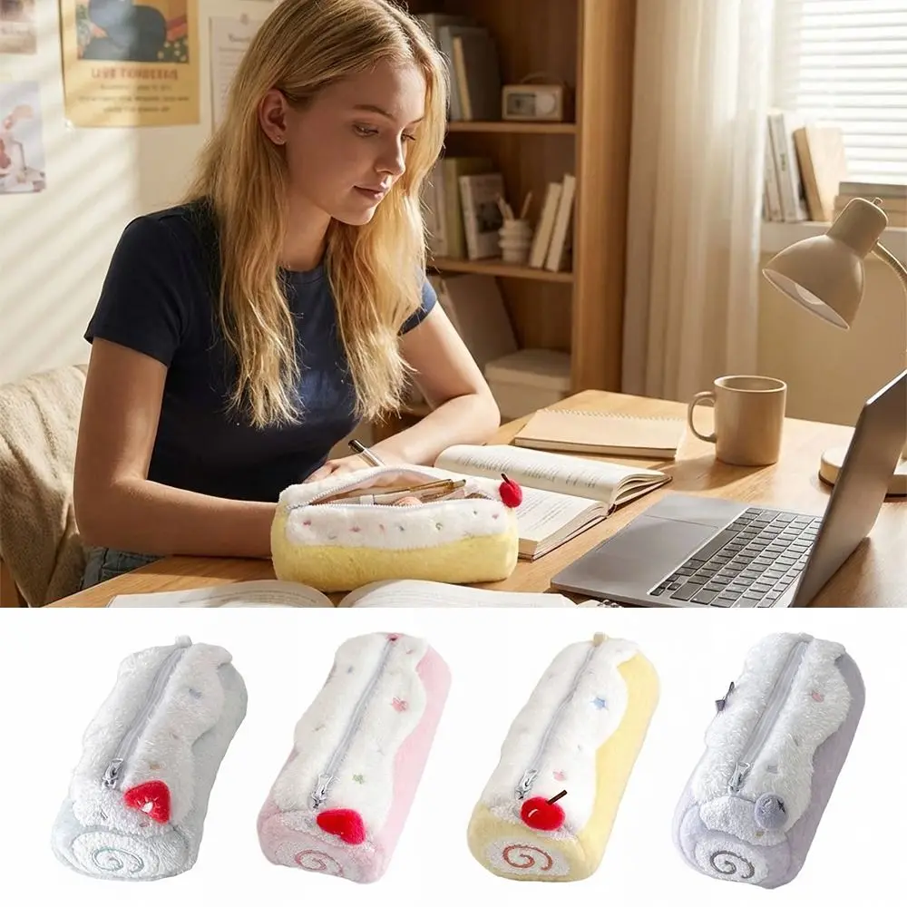 Durable Pen Bag Swiss Roll Large Capacity Pencil Case Blueberries/Strawberries/Cherries Stationery Pouch Back To School