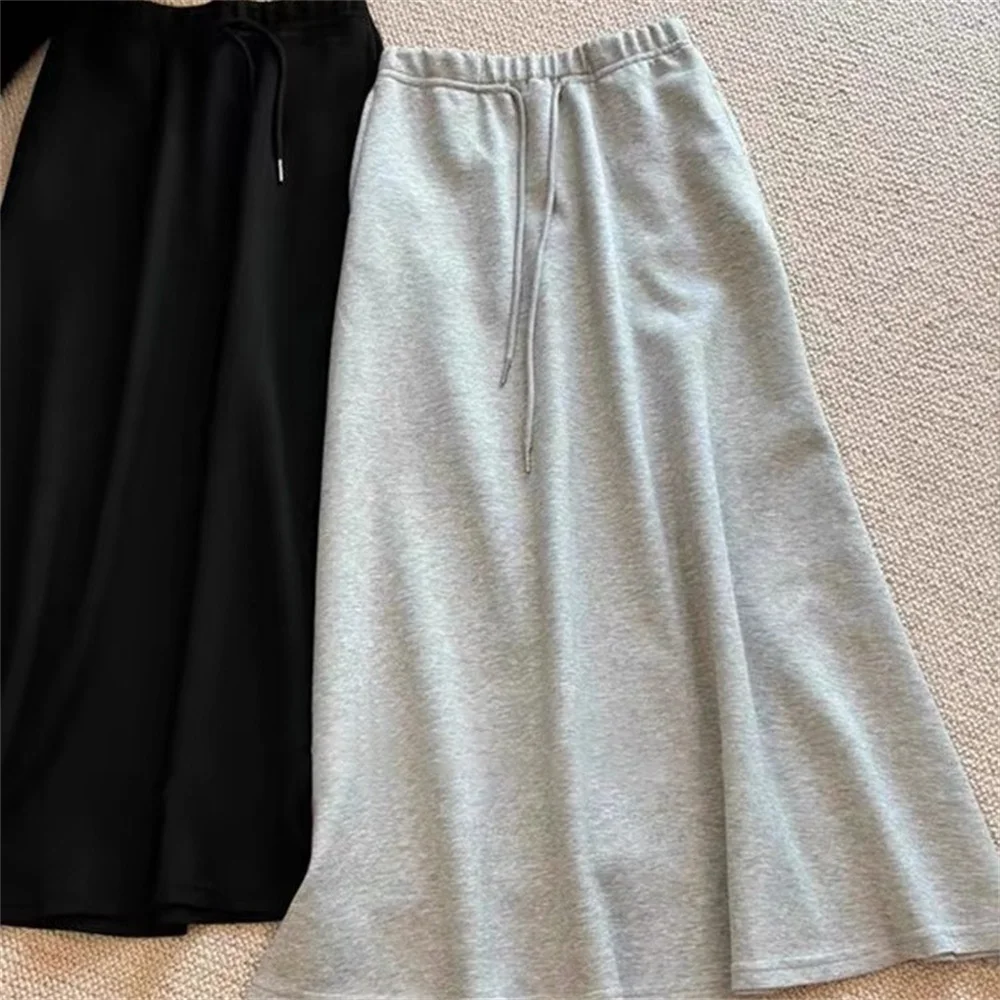 Women's Wide Leg Sweatpants Grey Elastic Waist Loose Casual Pants Soft Comfortable Street Fashion Trousers Ladies Outfit Bottoms