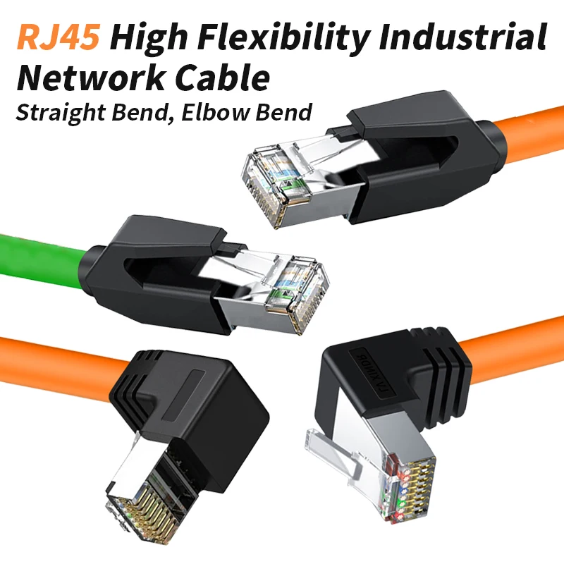 Elbow RJ45 CAT8 10G Industrial Network Cable High Flexible Category 6A CAT7 Shielded Ethercat Wire Pure Copper Drag Chain Line