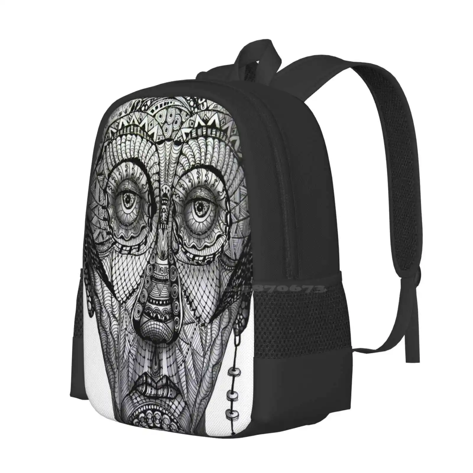 Mochila escolar de tatuaje para hombre, bolsos de moda, retrato de Zentangle, gran oferta