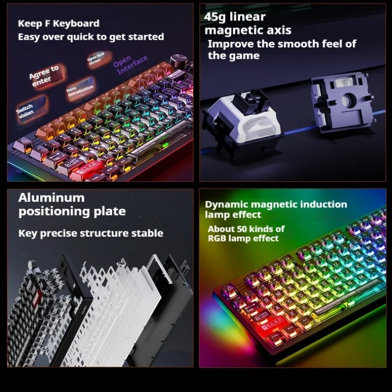 DAREU-Teclado mecânico do jogo do eixo magnético, E-Sports, RGB ajustável, costume, RT EK75, 80 chaves